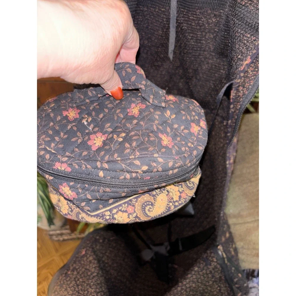 Quilted Floral Garment Bag and Matching Cosmetic Case Set Purple Paisley Travel
